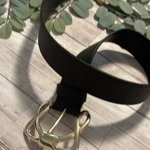 SILPADA black leather belt with art nouveau buckle size small